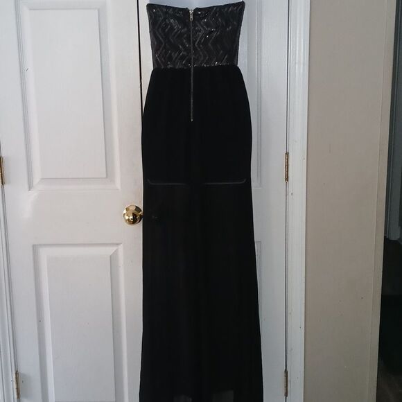 XOXO black sequin sleeveless sheer wide leg jumpsuit Sz 1/2 NWOT - Picture 6 of 10